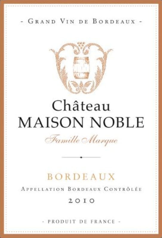 Chateau Maison Noble Saint Martin Bordeaux 2010 Front Label