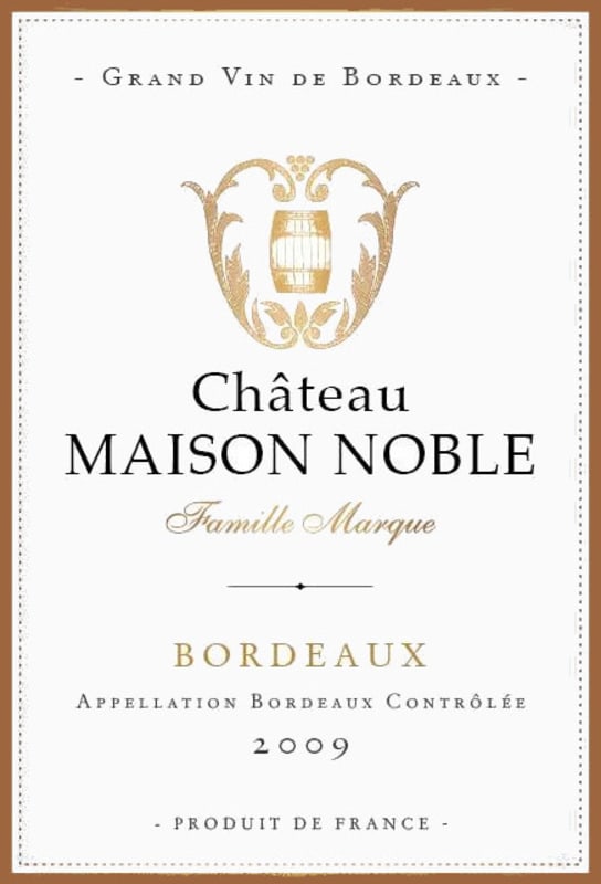 Chateau Maison Noble Saint Martin Bordeaux 2009 Front Label