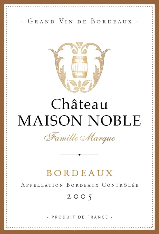 Chateau Maison Noble Saint Martin Bordeaux 2005 Front Label