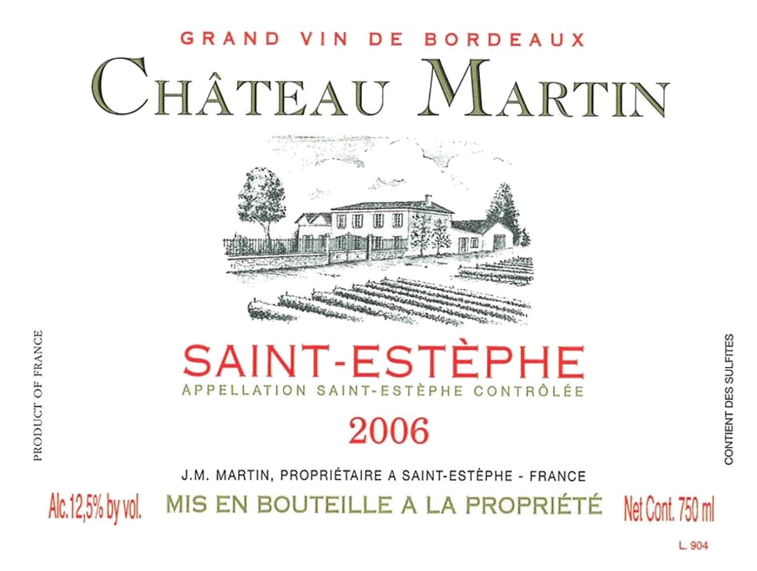 Chateau Martin Saint-Estephe 2006 Front Label
