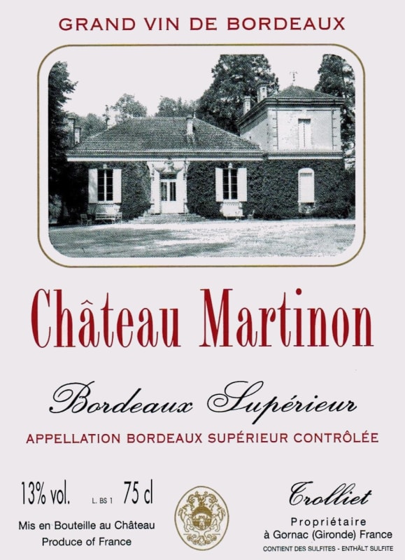 Chateau Martinon Bordeaux Superieur 2014 Front Label