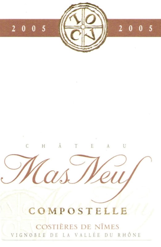 Chateau Mas Neuf Costieres de Nimes Compostelle 2005 Front Label