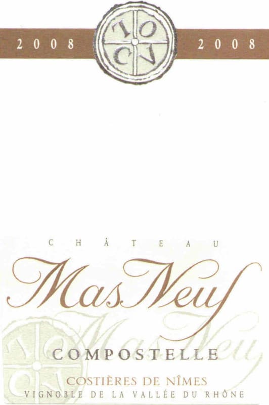Chateau Mas Neuf Costieres de Nimes Compostelle Blanc 2008 Front Label