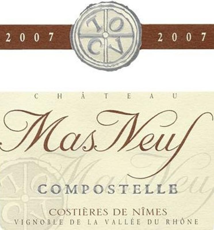 Chateau Mas Neuf Costieres de Nimes Compostelle Blanc 2007 Front Label