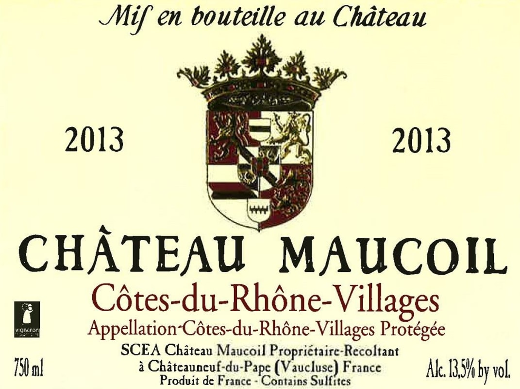 Chateau Maucoil Cotes du Rhone Villages 2013 Front Label