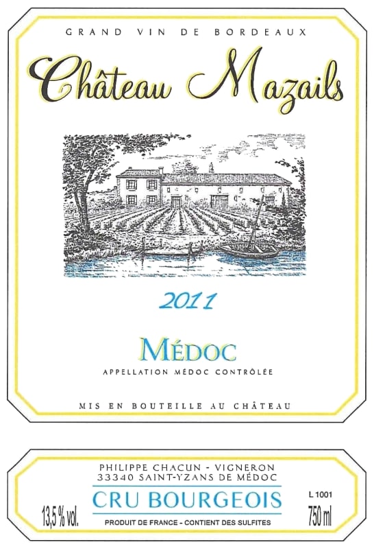 Chateau Mazails 2011 Front Label