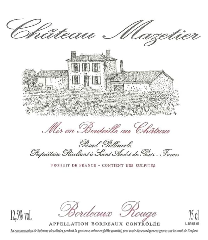 Chateau Mazetier Bordeaux Rouge 2011 Front Label