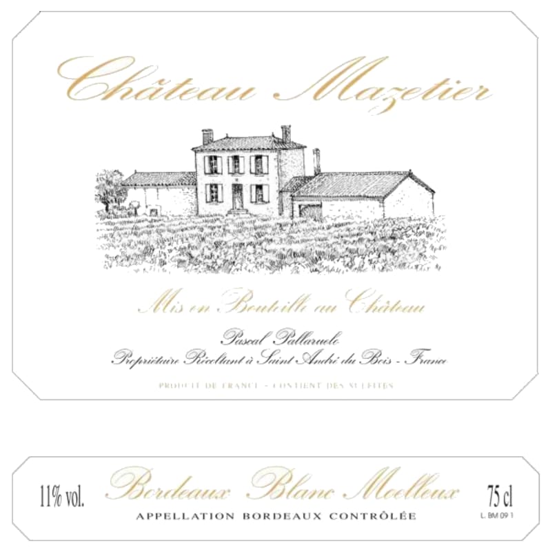 Chateau Mazetier Moelleux Blanc 2013 Front Label