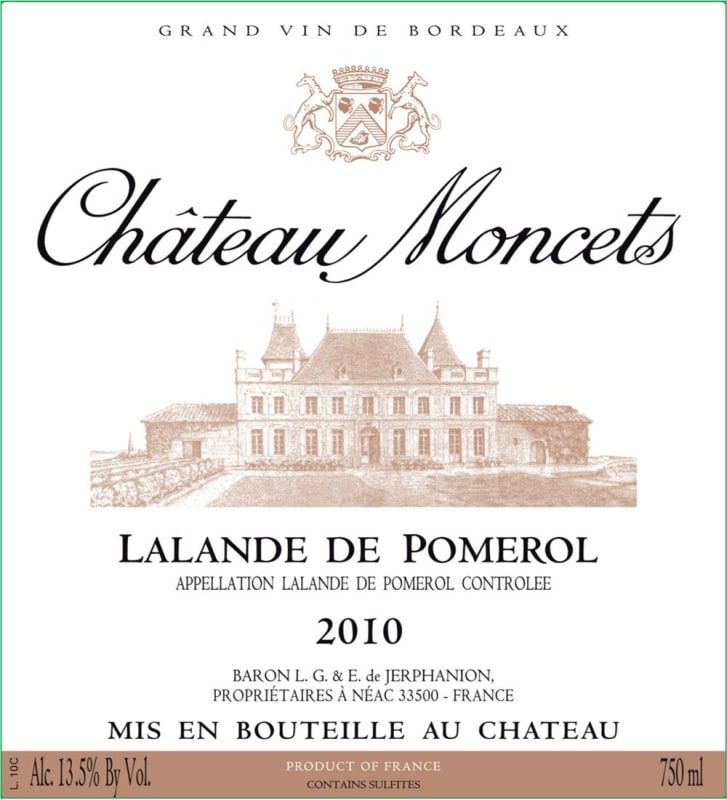 Chateau Moncets 2010 Front Label