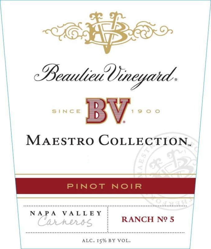 Beaulieu Vineyard BV Maestro Collection Ranch No. 5 Pinot Noir 2012 Front Label