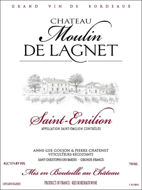 Chateau Moulin De Lagnet 2012 Front Label