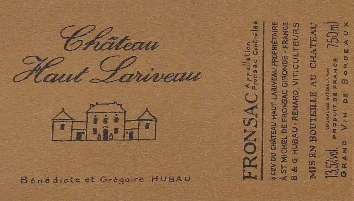 Chateau Haut Lariveau 2010 Front Label