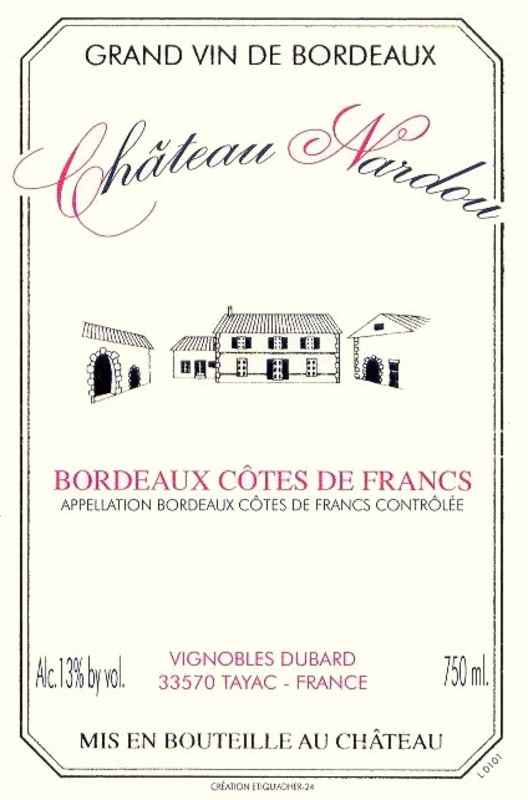 Chateau Nardou Cotes de Bordeaux Francs 2008 Front Label