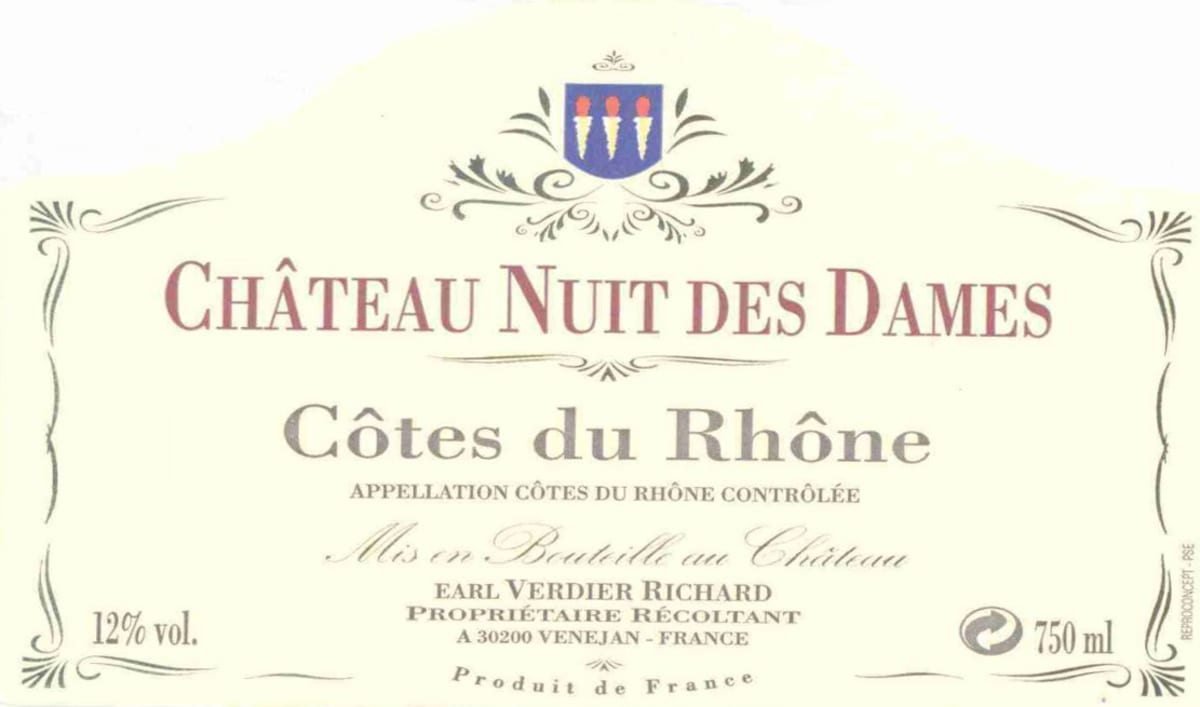 Chateau Nuit des Dames Cotes du Rhone 2013 Front Label