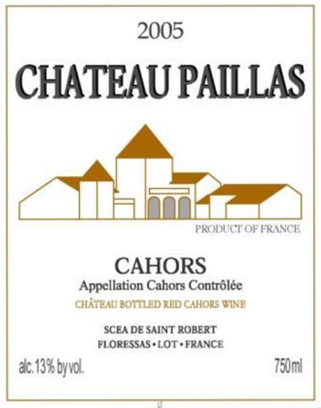 Chateau Paillas Cahors 2005 Front Label