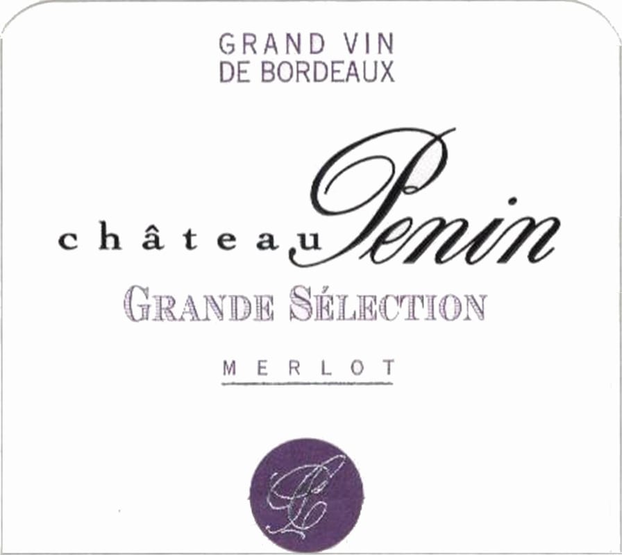 Chateau Penin Bordeaux Grande Selection Superieur 2014 Front Label