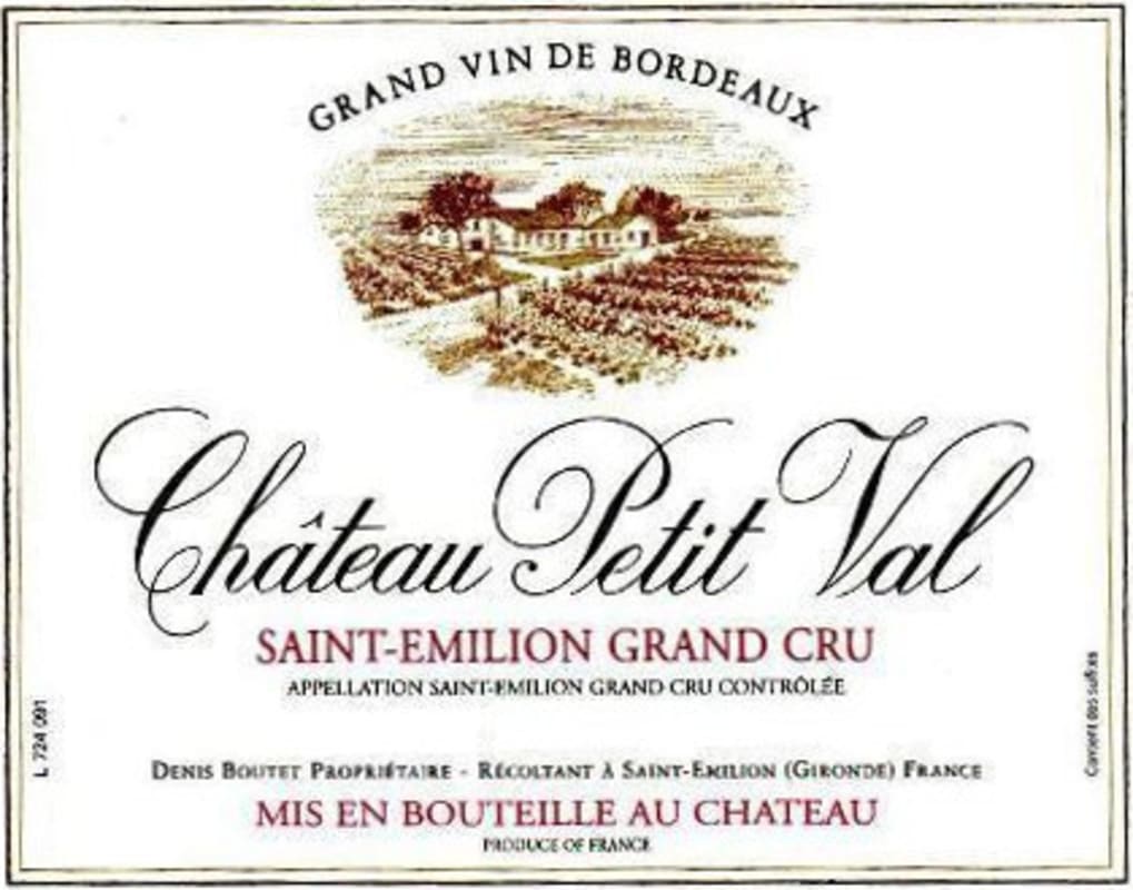 Chateau Petit Val Saint-Emilion Grand Cru 2011 Front Label