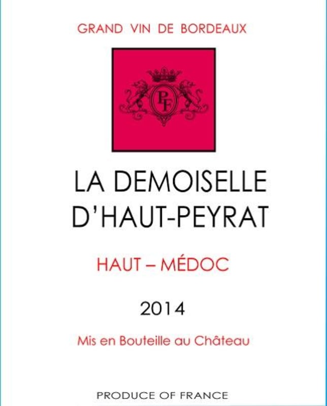 Chateau Peyrat-Fourthon La Demoiselle d'Haut-Peyrat 2014 Front Label