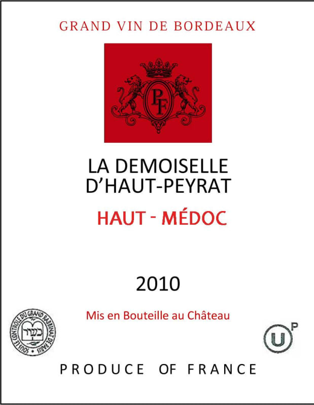 Chateau Peyrat-Fourthon La Demoiselle d'Haut-Peyrat 2010 Front Label