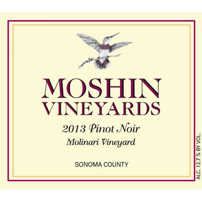 Moshin Vineyards Molinari Vineyard Pinot Noir 2013 Front Label