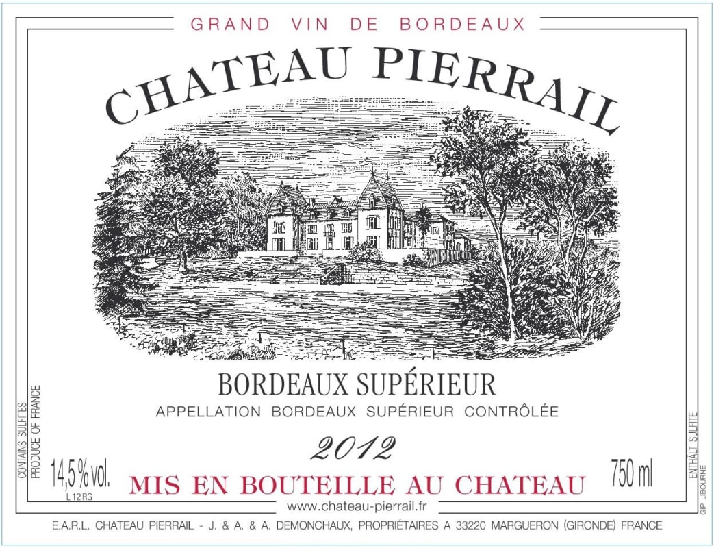 Chateau Pierrail Bordeaux Superieur 2012 Front Label
