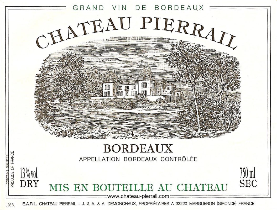 Chateau Pierrail Bordeaux Blanc 2010 Front Label
