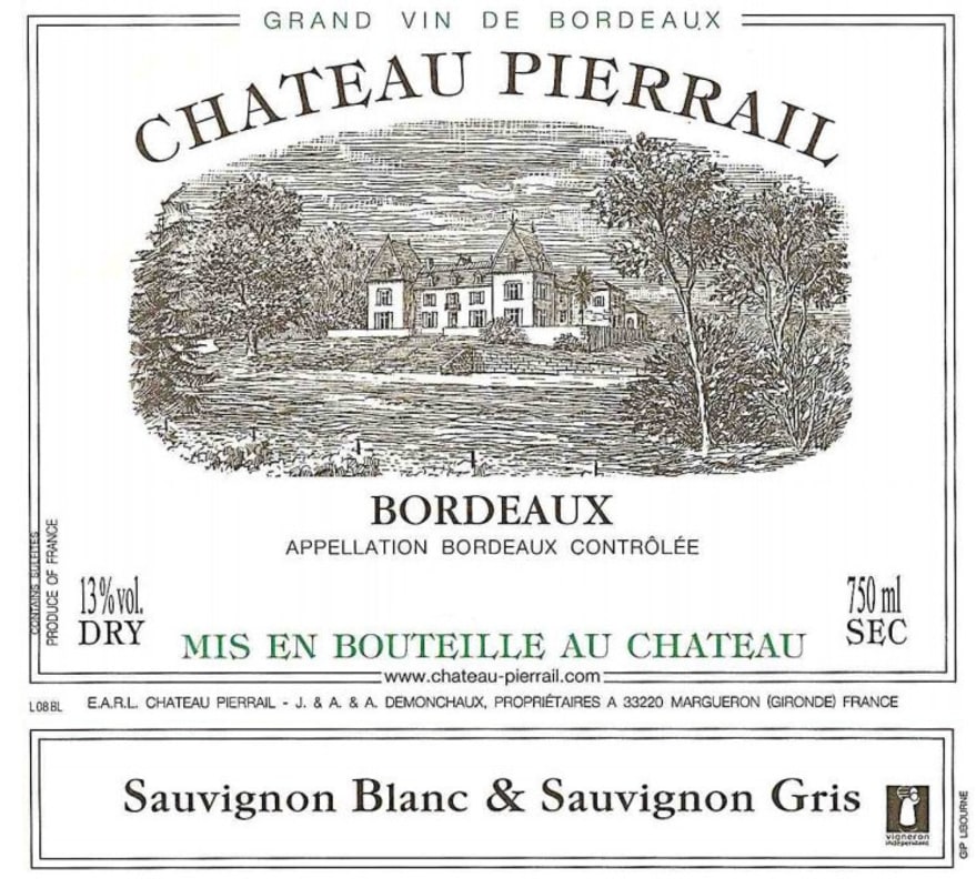 Chateau Pierrail Bordeaux Blanc 2009 Front Label