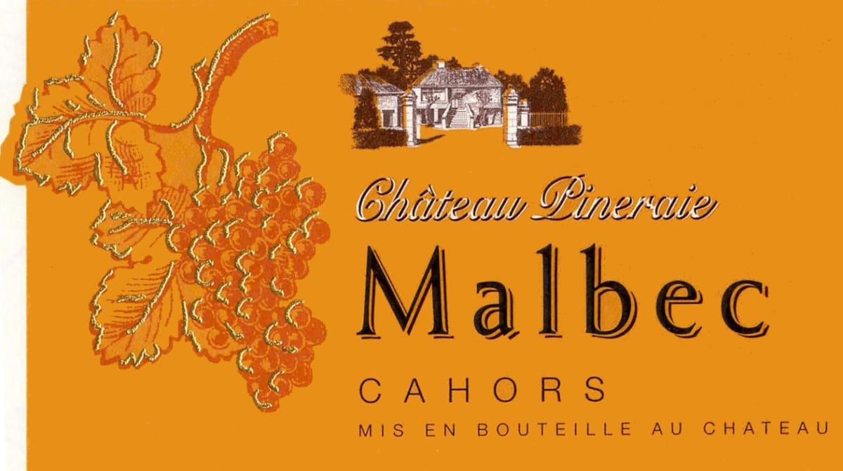 Chateau Pineraie Cahors Malbec 2012 Front Label