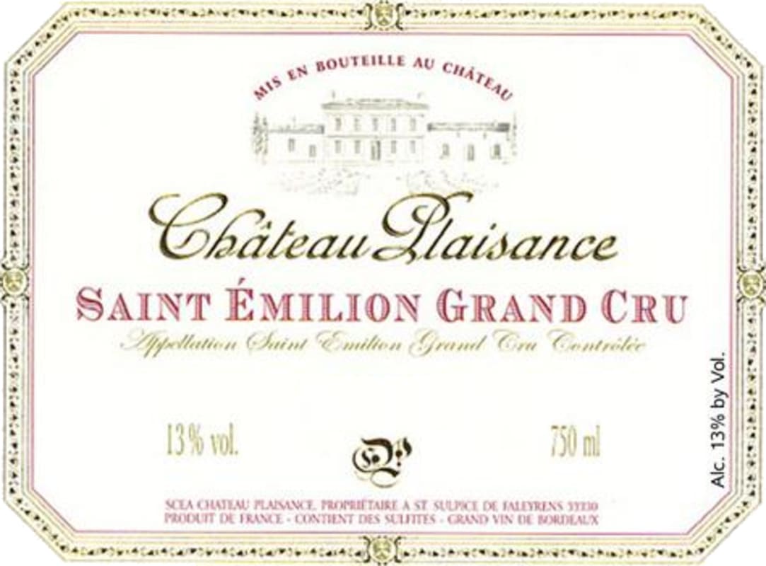 Chateau Plaisance - Montagne-Saint-Emilion Saint Emilion Grand Cru 2012 Front Label