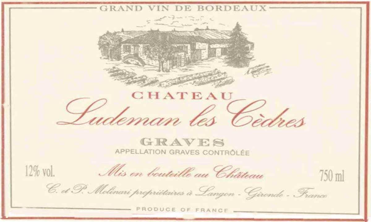 Chateau Pont De Brion Chateau Ludeman Les Cedres 2012 Front Label