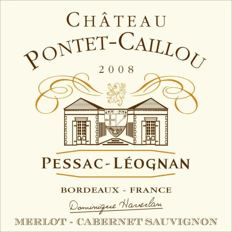 Chateau Pontet Caillou Pessac-Leognan 2008 Front Label