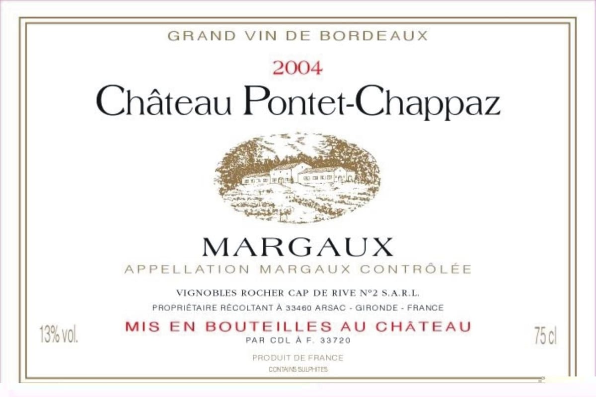 Chateau Pontet Chappaz 2004 Front Label
