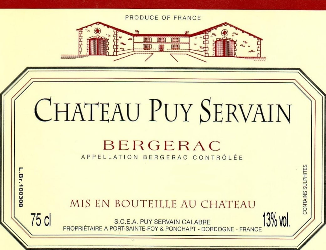 Chateau Puy Servain Bergerac 2010 Front Label