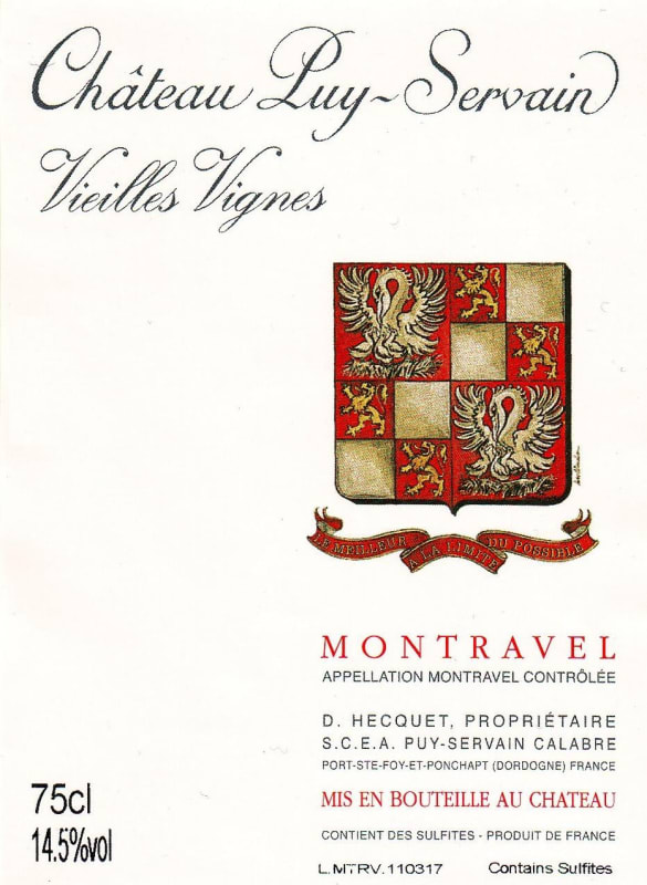 Chateau Puy Servain Vieilles Vignes 2011 Front Label