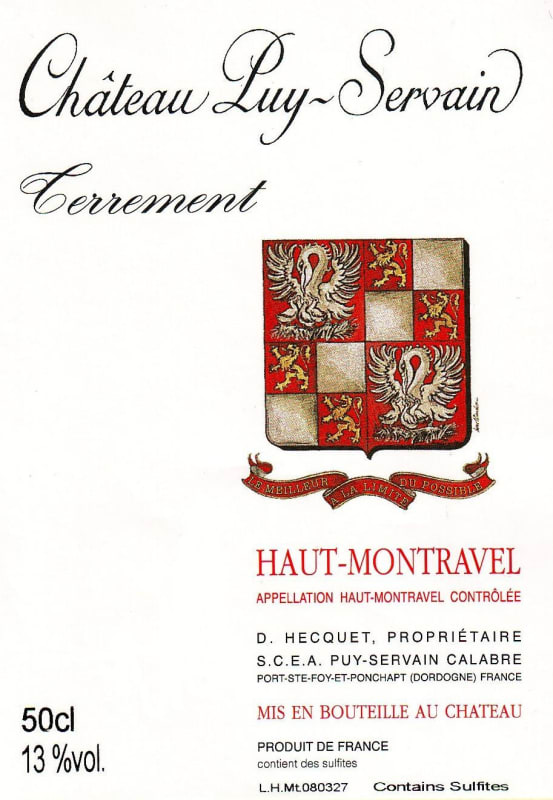 Chateau Puy Servain Terrement 2013 Front Label
