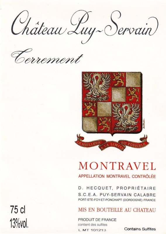 Chateau Puy Servain Terrement Blanc 2011 Front Label