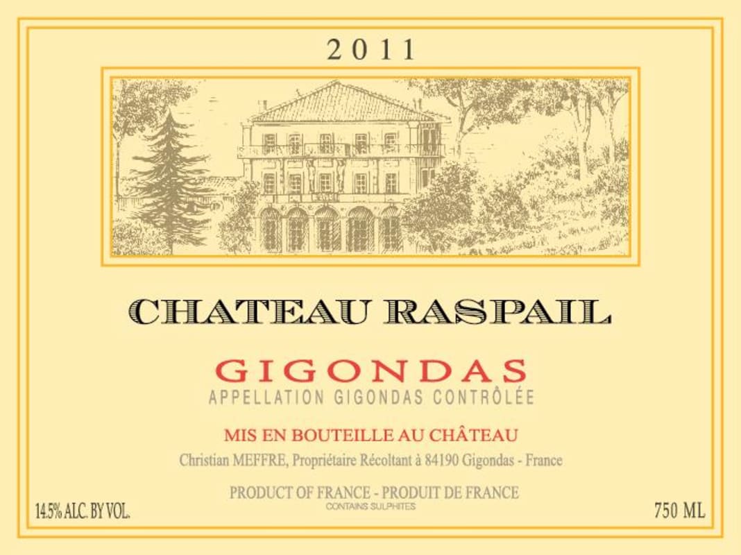 Chateau Raspail Gigondas 2011 Front Label