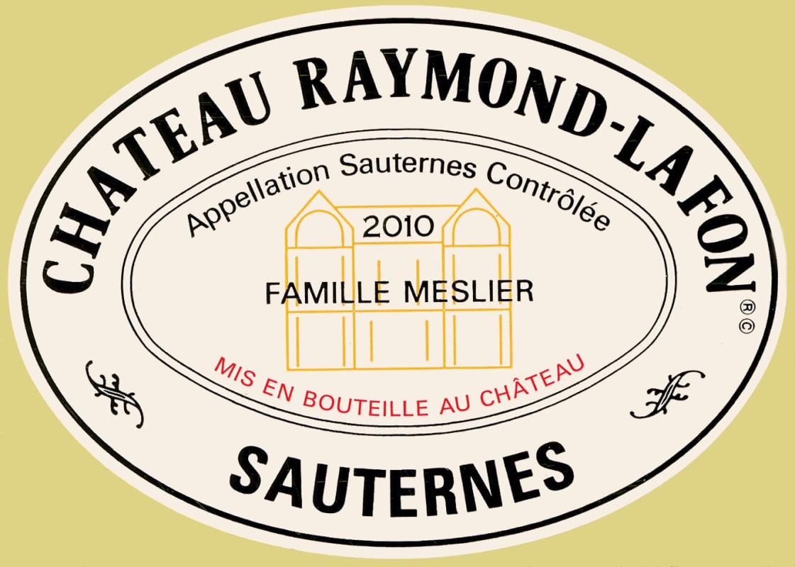 Chateau Raymond-Lafon Sauternes 2010 Front Label