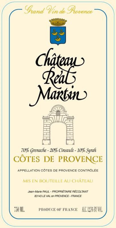Chateau Real Martin Cotes de Provence Rouge 2012 Front Label