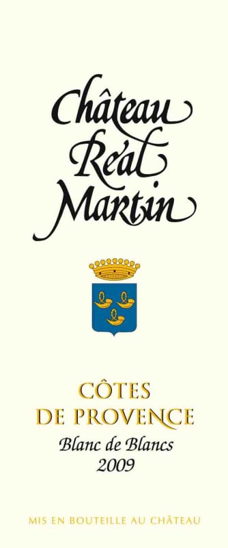 Chateau Real Martin Cotes de Provence Blanc de Blancs 2009 Front Label