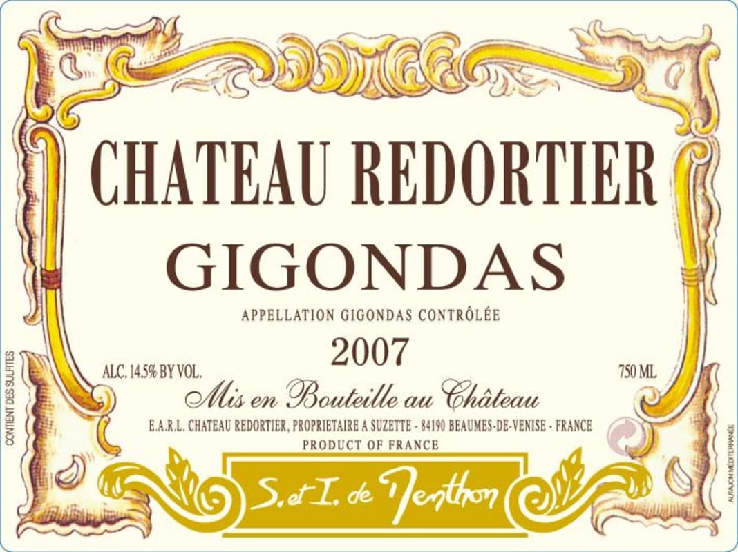 Chateau Redortier Gigondas 2007 Front Label
