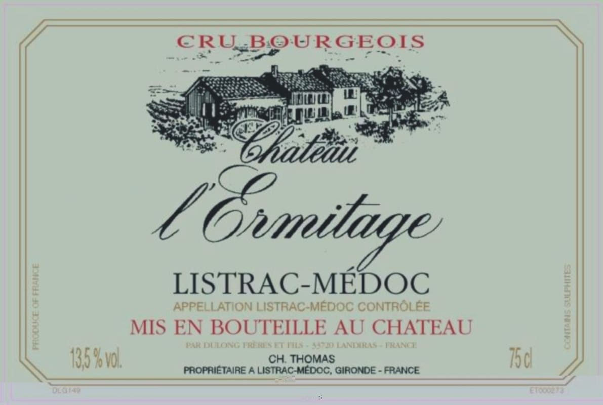 Chateau L'Ermitage Listrac-Medoc 2008 Front Label