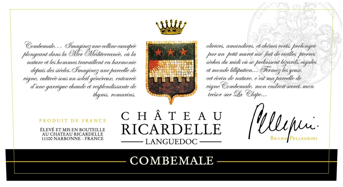 Chateau Ricardelle La Clape Combemale 2015 Front Label