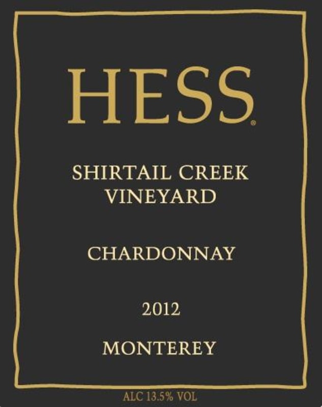 Hess Shirtail Creek Vineyard Chardonnay 2012 Front Label
