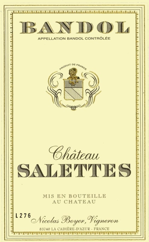 Chateau de Salettes Bandol Rouge 2013 Front Label