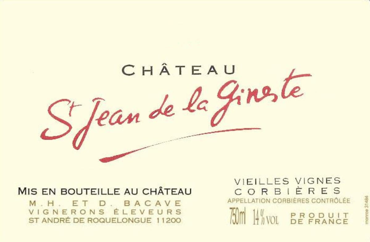 Chateau St Jean de la Gineste Corbieres Vieilles Vignes 2008 Front Label