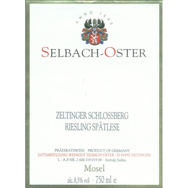 Selbach Oster Zeltinger Schlossberg Riesling Spatlese 2002 Front Label