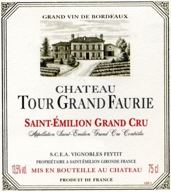 Chateau Tour Grand Faurie Saint-Emilion 2008 Front Label