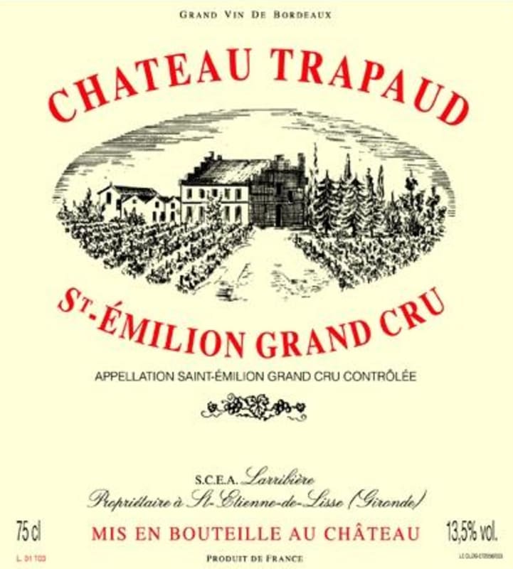 Chateau Trapaud Saint-Emilion Grand Cru 2007 Front Label