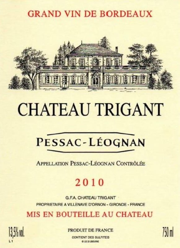 Chateau Trigant 2010 Front Label
